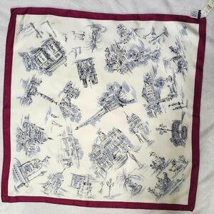 NWT Talbots Scenes Of Paris 100% Silk Scarf With Purple Border